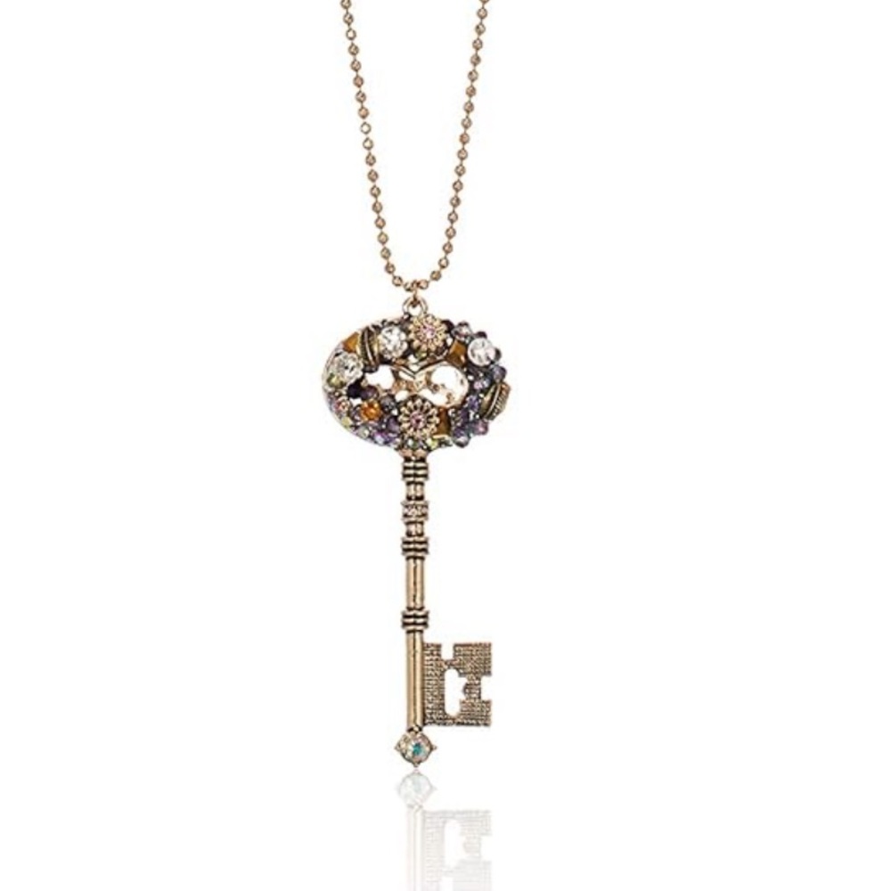 NEW Betsey Johnson Woven Cluster Key Long Pendant Necklace, 31''